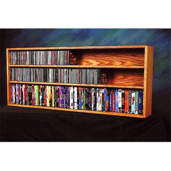 Wood Shed Wood Shed 312-4 W Solid Oak Wall or Shelf Mount for CD and DVD-VHS tape-Book Cabinet 312-4 W - main